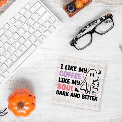 Funny Halloween Ghost Coffee Sign Decor