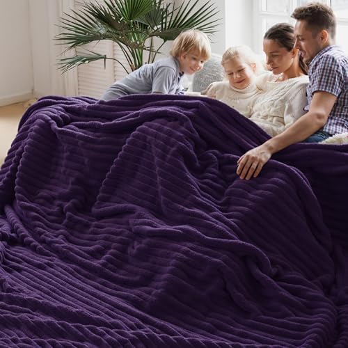 Bedsure Extra Soft Large Fleece Blanket for Bed Purple 120"x120"