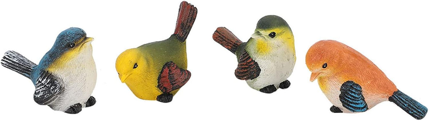 Bird Figurine / Resin Birds Statue Decorative Animal Garden Ornament / Set of 4