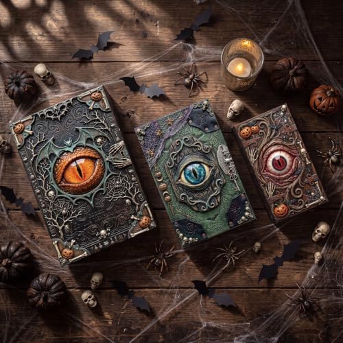 Threehoney 3 Pack Halloween Eye Spell Book Boxes Nesting Storage Decor