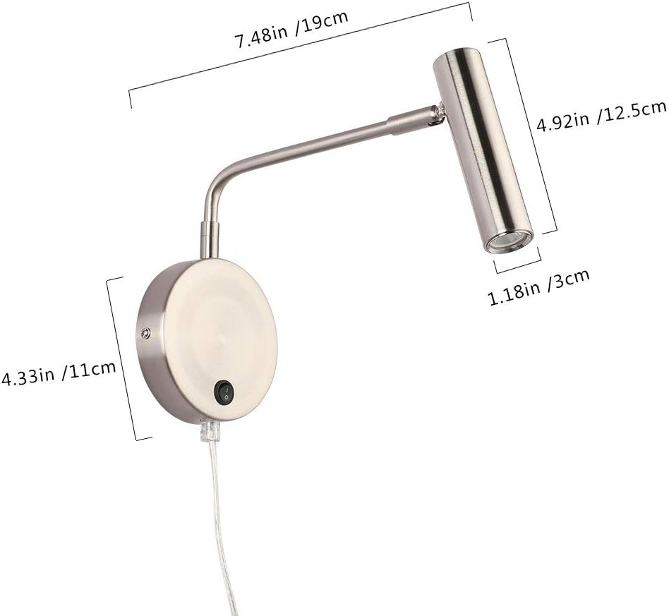 Joossnwell Wall Mounted Lamp, Sconce Light with Plug in Cords Wall Reading Light with Switch for Living Room Bedroom