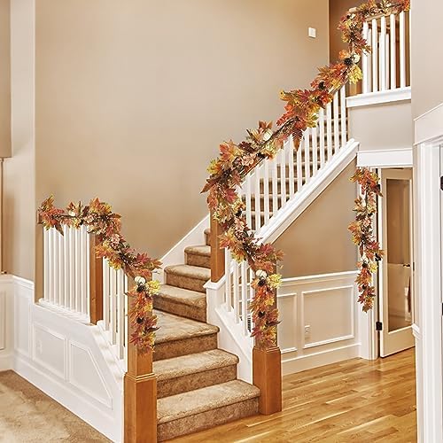 Artgar Fall Garland - 6 Ft Maple Leaf Pumpkin Berry Garland