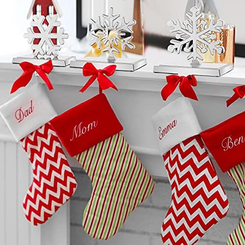 URATOT Pack of 4 Christmas Stocking Holders Snowflake Stocking Hangers Mantel Stocking Hooks for Christmas Decoration, Silver