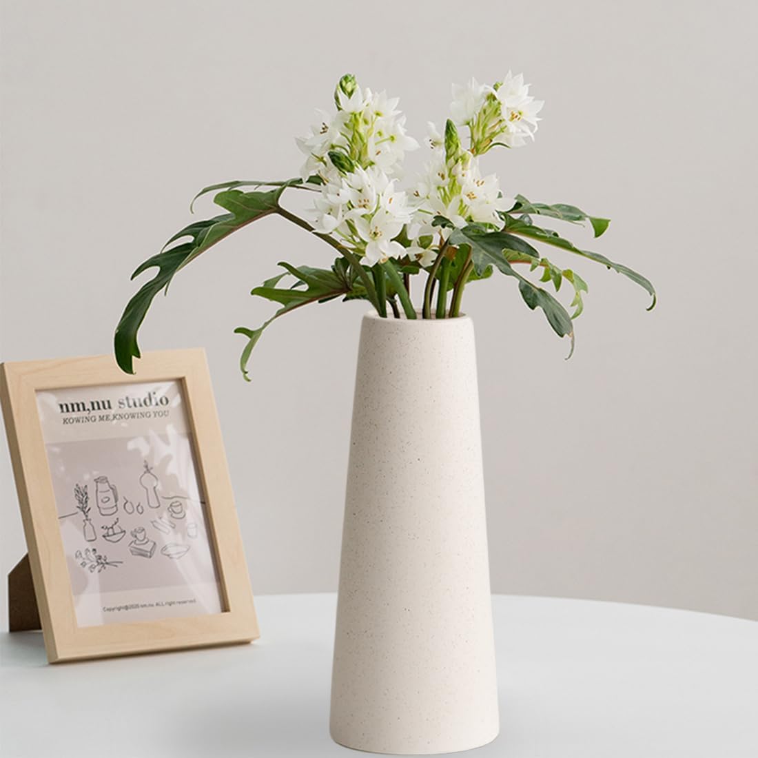White Ceramic Vase / Large: 10 Inches / Creamy White / 10 Inch