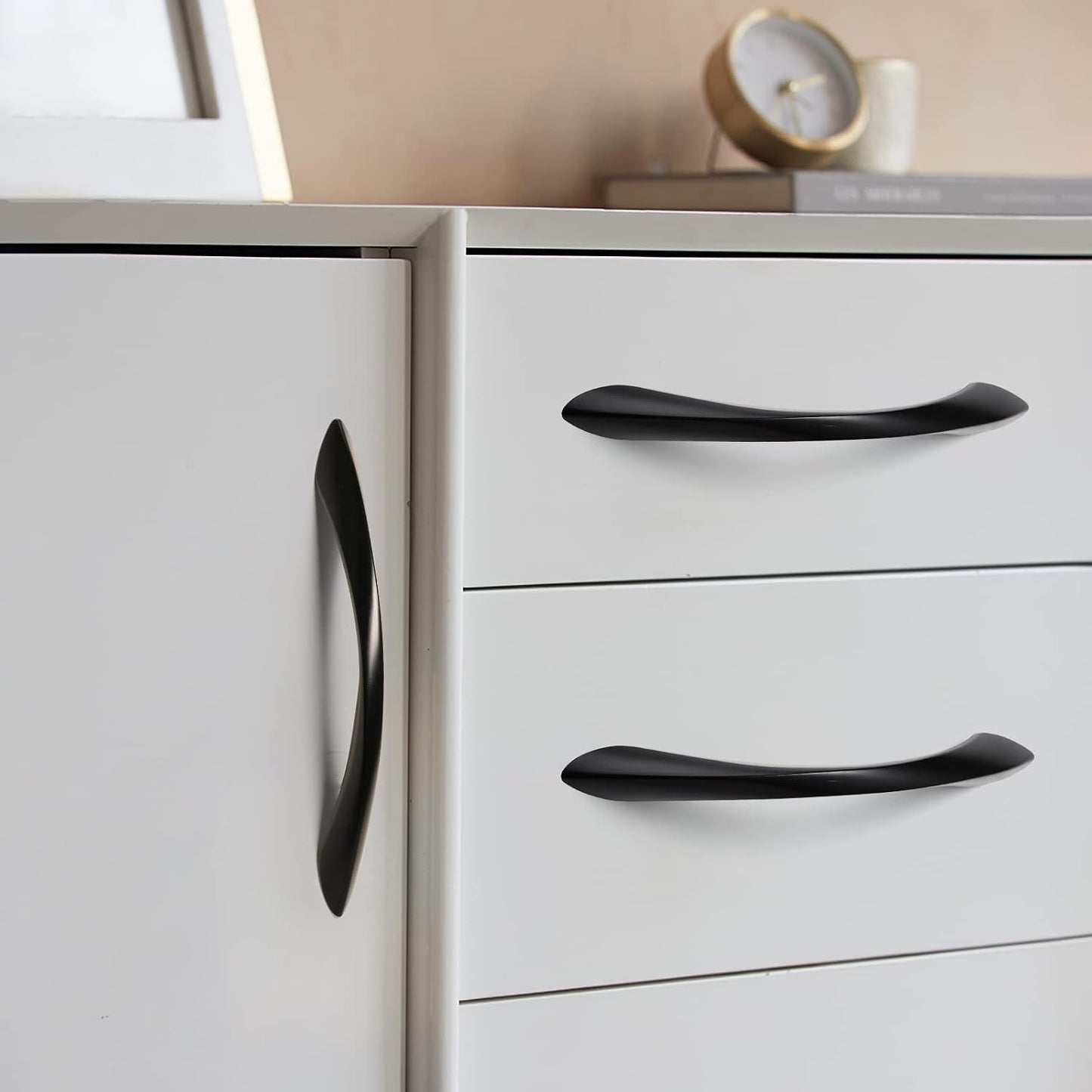 Cabinet Pulls Arch Twisted Matte Handles Drawer / Black / 5 Inch Hole Centers / 5 Inch / Set of 2