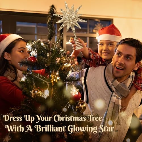 Luxspire Christmas Tree Topper, 11" 3D Starburst Tree Star, Champagne Gold