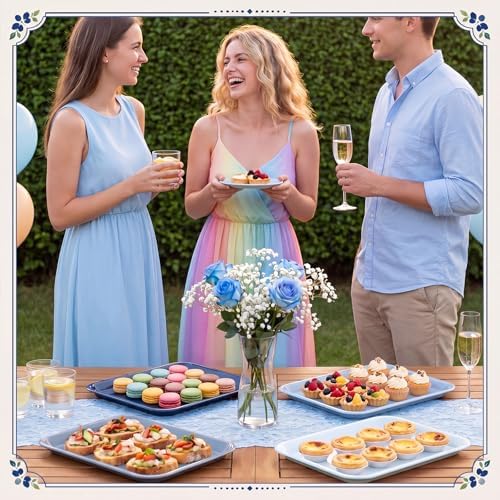 4 Pieces Blue Baby Shower Serving Trays Melamine Platters