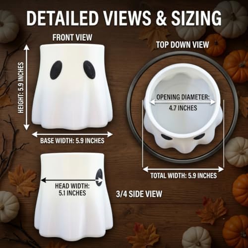 Ghost Bucket Vase, Funny Halloween Ghost Bucket Decor, Cute Candy Bowl & Planter Pot, Indoor Outdoor Garden Home Decor, Spooky Halloween Bucket Pot for Plants or Candy
