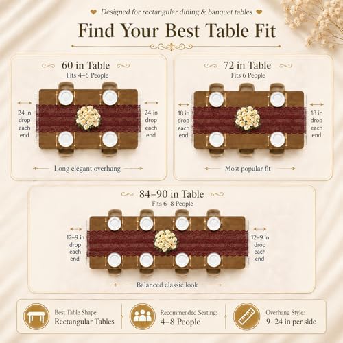 Terracotta Lace Table Runner with Floral Embroidered(3pcs 28”x118”)