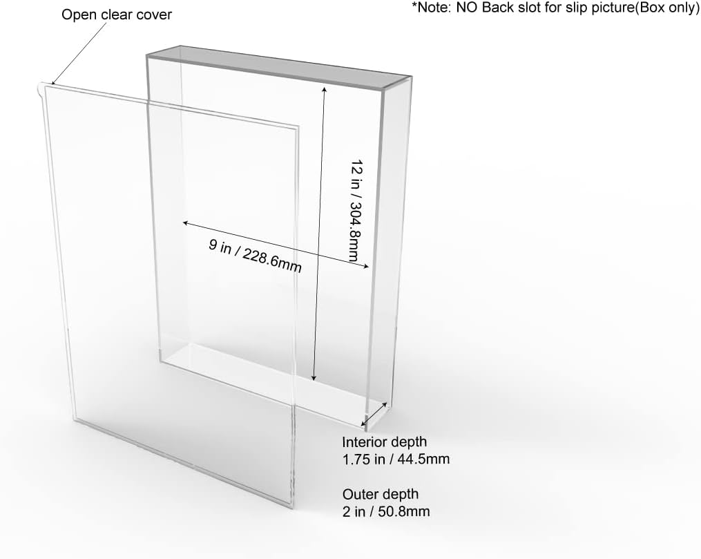 9x12 Shadow Box Frame, DIY Tabletop Display Case, All Clear Memory Box for Dried Flowers/Kids