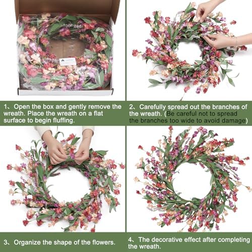 Artgar Front Door Wreath 24 Inch Spring/Summer Wreaths for Front Door