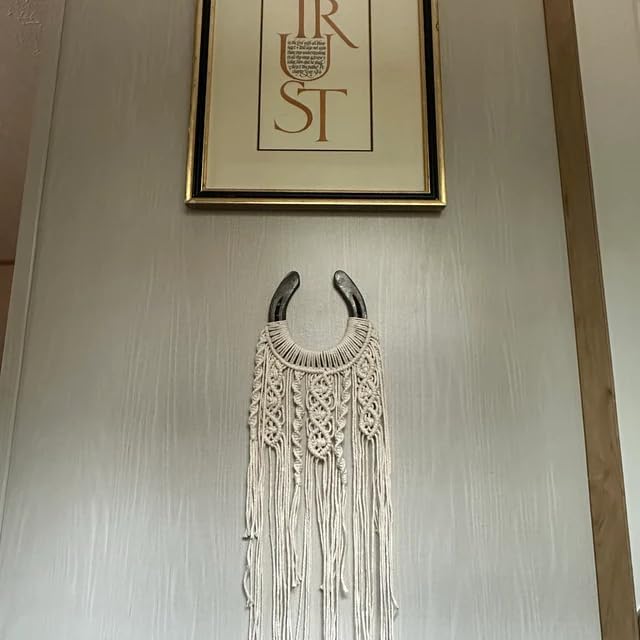 Equestrian Macrame Wall Hanging Equestrian wall art Handmade macrame decor / White