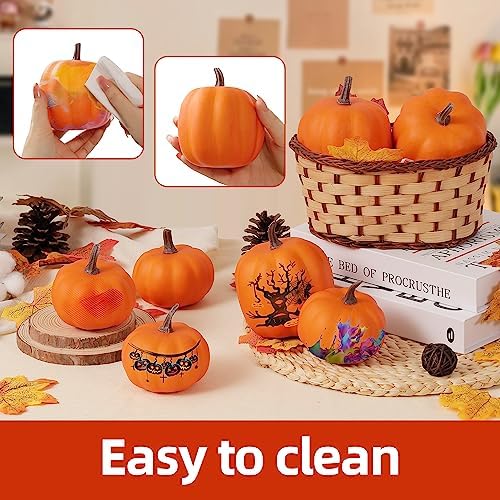 Artgar Orange Artificial Pumpkins, Harvest Decor Foam Pumpkin 8 PCS Set