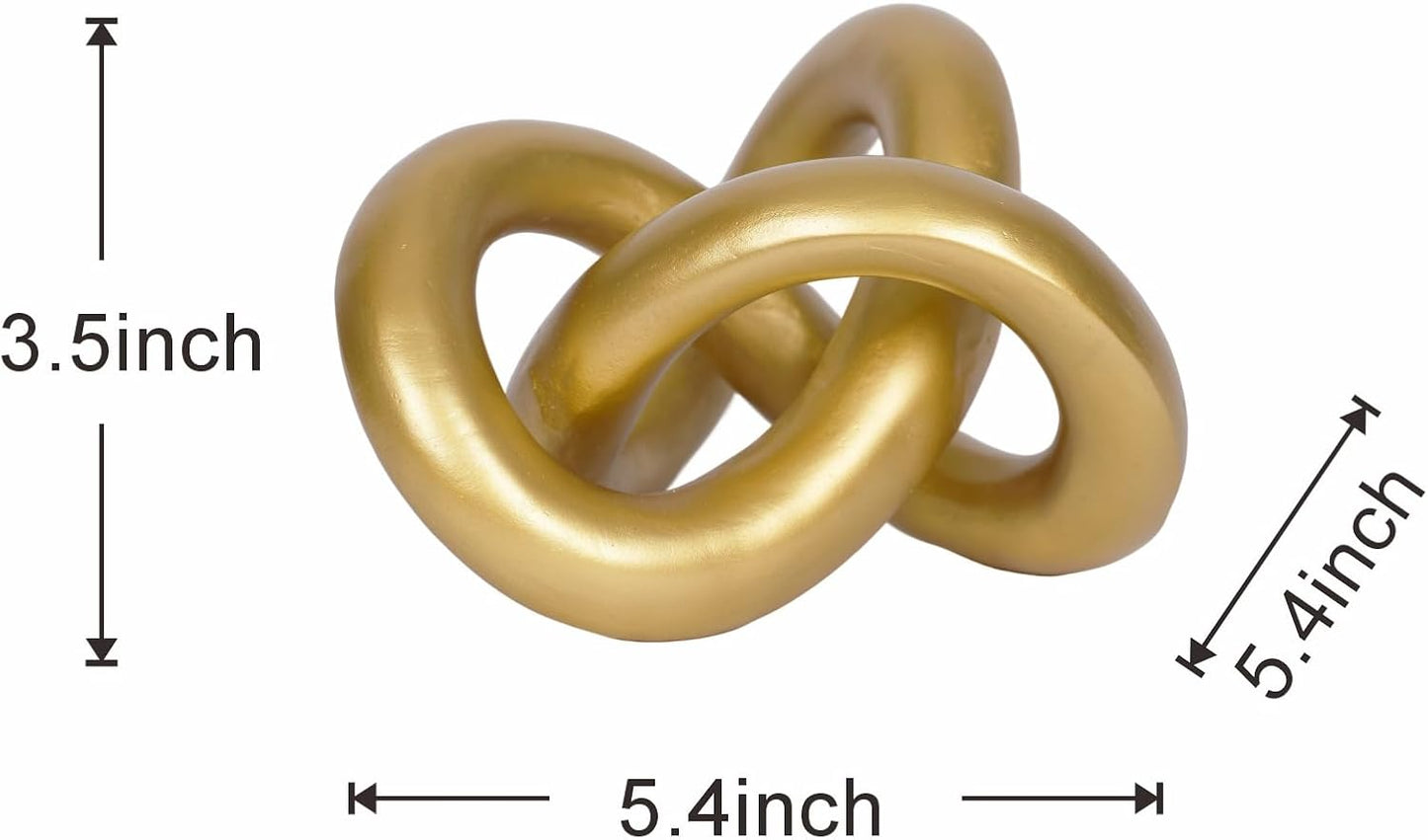 Geometric Round Sculpture Gold Knot Statue Decor Modern Tabletop Sculpture / Long Gold Knot