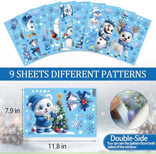 231PCS Christmas Window Clings for Glass, Cute Santa Claus Gingerbread Man Snowman Stickers Xmas Window Decals for Wtiner Christmas Holiday Party Home Office Classroom Decorations