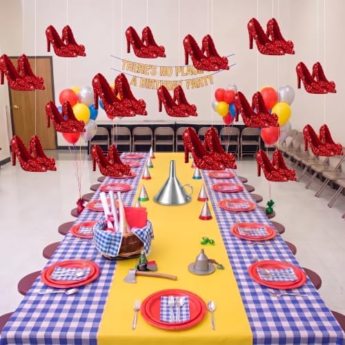 Preboun 20 Pcs Wizard Themed Decoration Red Slippers Hanging Banner