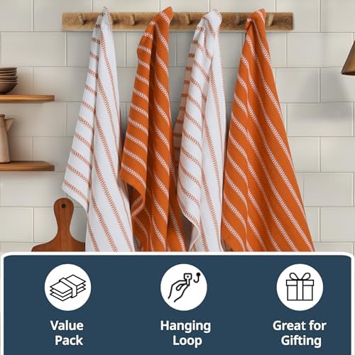 LANE LINEN Tea Towel for Kitchen 100% Cotton Absorbent & Soft 6 Pack - Rust