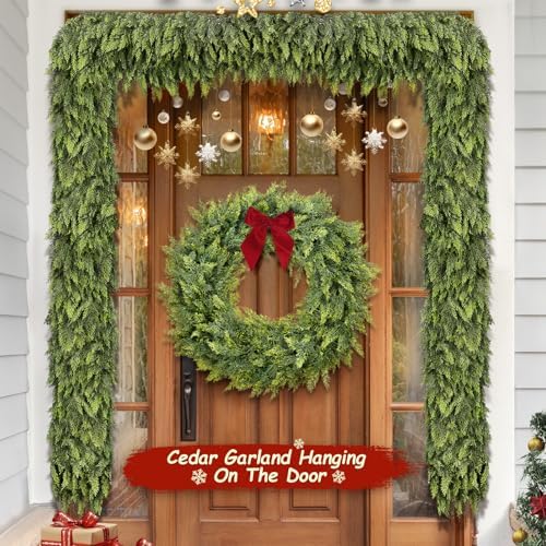 2 PCS 6FT Christmas Artificial Cedar Garland for Mantel