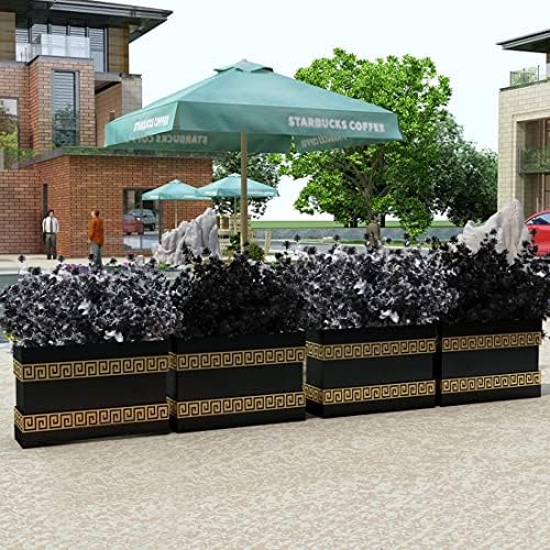 RECUTMS Black Artificial Flowers, Fake Outdoor UV Resistant Plants Faux Plastic Greenery Shrubs Indoor Outside Hanging Planter Home Kitchen Office Wedding, Garden Decor (White+Black)