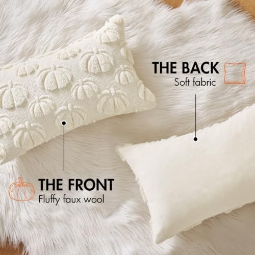 MIULEE Fall Decor Pillow Covers 12x20 Set of 2 Pumpkin Cream White