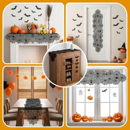 Halloween Table Runner Black Lace Spider Web Table Runner Halloween Decor