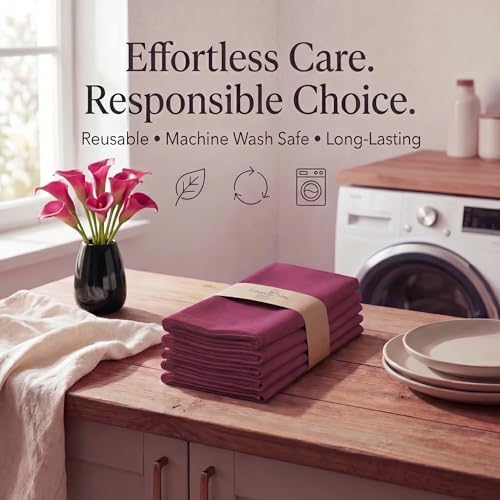 Urban Villa Cloth Napkins 100% Cotton Highly Absorbent Washable Durable Reusable Premium Dinner Napkins Ideal for Gifts for Mothers Day Hotel Farmhouse Parties - Purple (20" x 20", Set of 12)