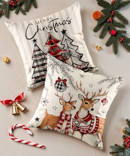 Christmas Pillow Covers Decorative for Couch Sofa Livingroom Outdoor Christmas Home Decor