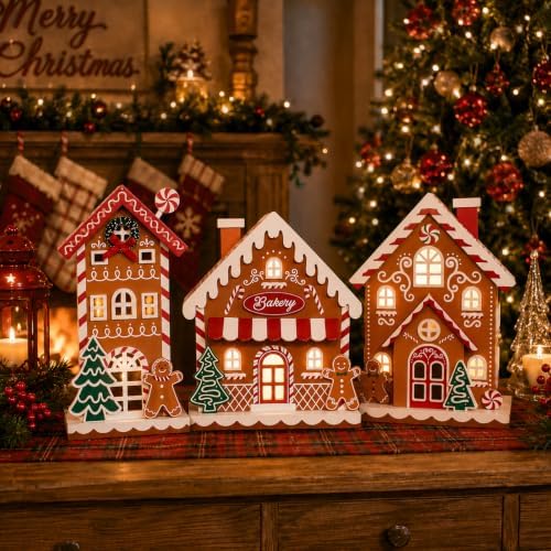 Gingerbread House Christmas Decorations for Home Light Up Christmas Decor