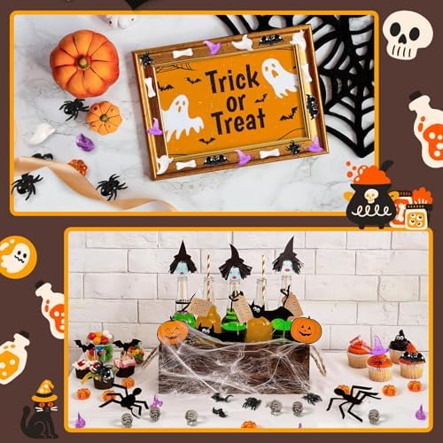 240pcs Halloween Vase Filler Pumpkin Ghost Bat Skull Witch Hats