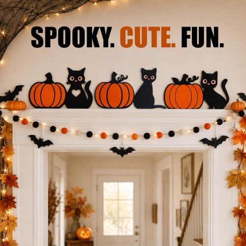 Black Cat Pumpkin Door Frame Decor, Halloween Decorations Indoor