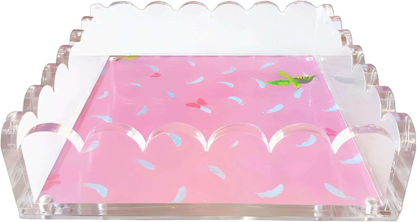 Scalloped Acrylic Tray / Clear / 8 x 8