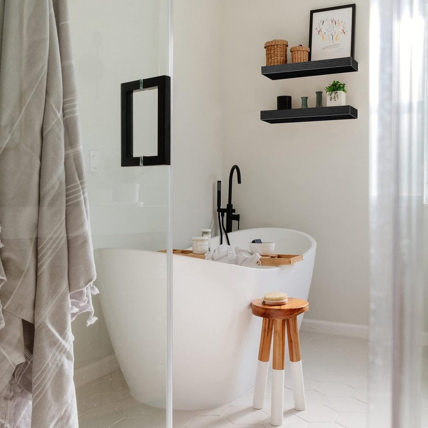 Bathroom Floating Shelves / 15.7 / Black
