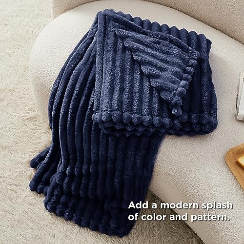 Bedsure Soft Navy Blue Throw Blanket for Couch Decor Gifts 50"x60"