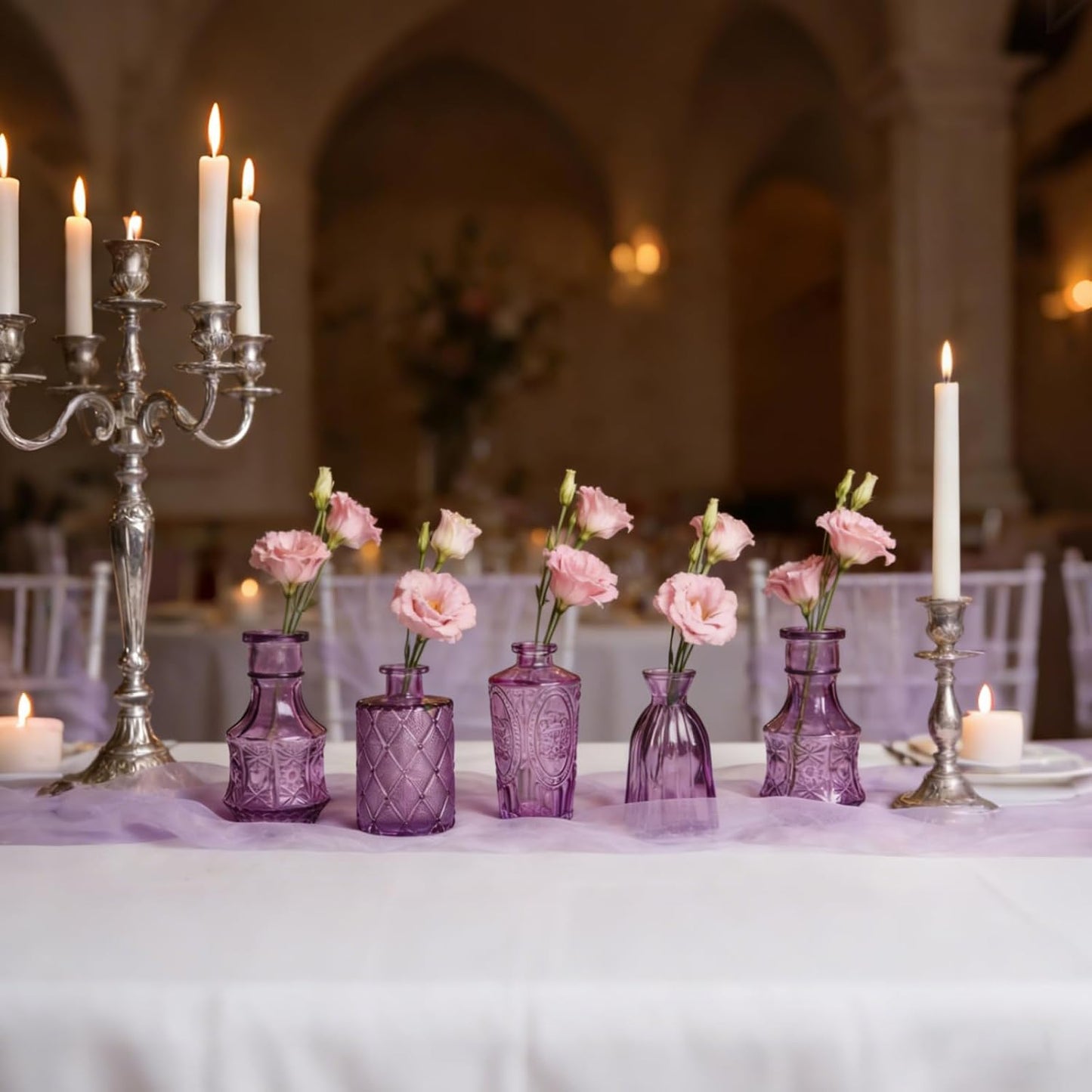 Glass Vase / Petal Petite Middle Glass Bud Vase / Purple / Set of 12