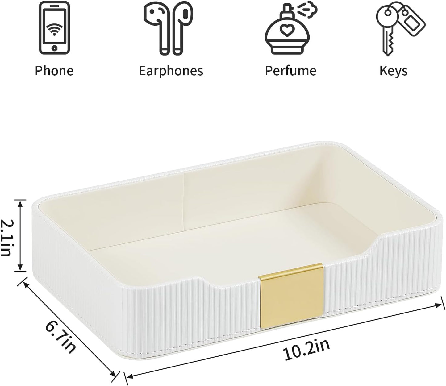 Valet Tray Desktop Storage Organizer / White