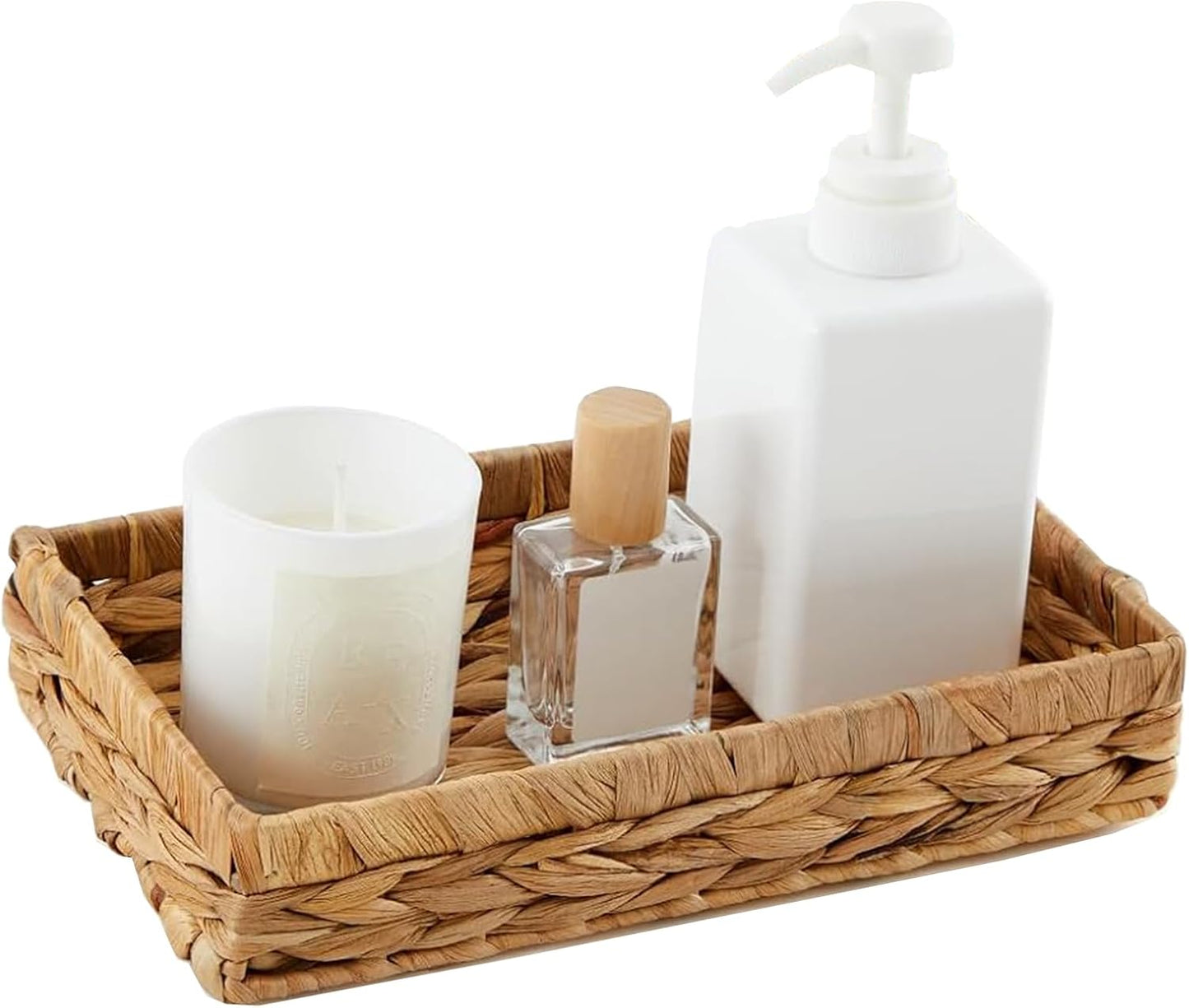 10" Bathroom Over Toilet Tank Tray Water Hyacinth Wicker Basket / 10 x 6 x 2