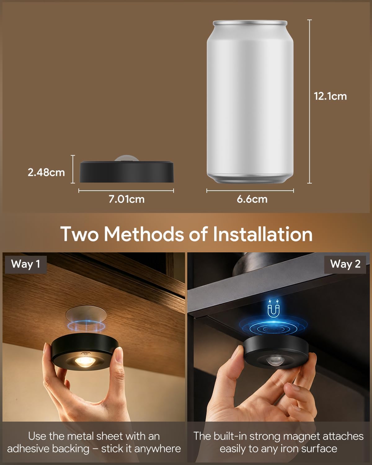 Yiliaw Under Cabinet Rechargeable Puck Lights with Remote Control,Multi-Use Under Cabinet Lighting for Kitchen