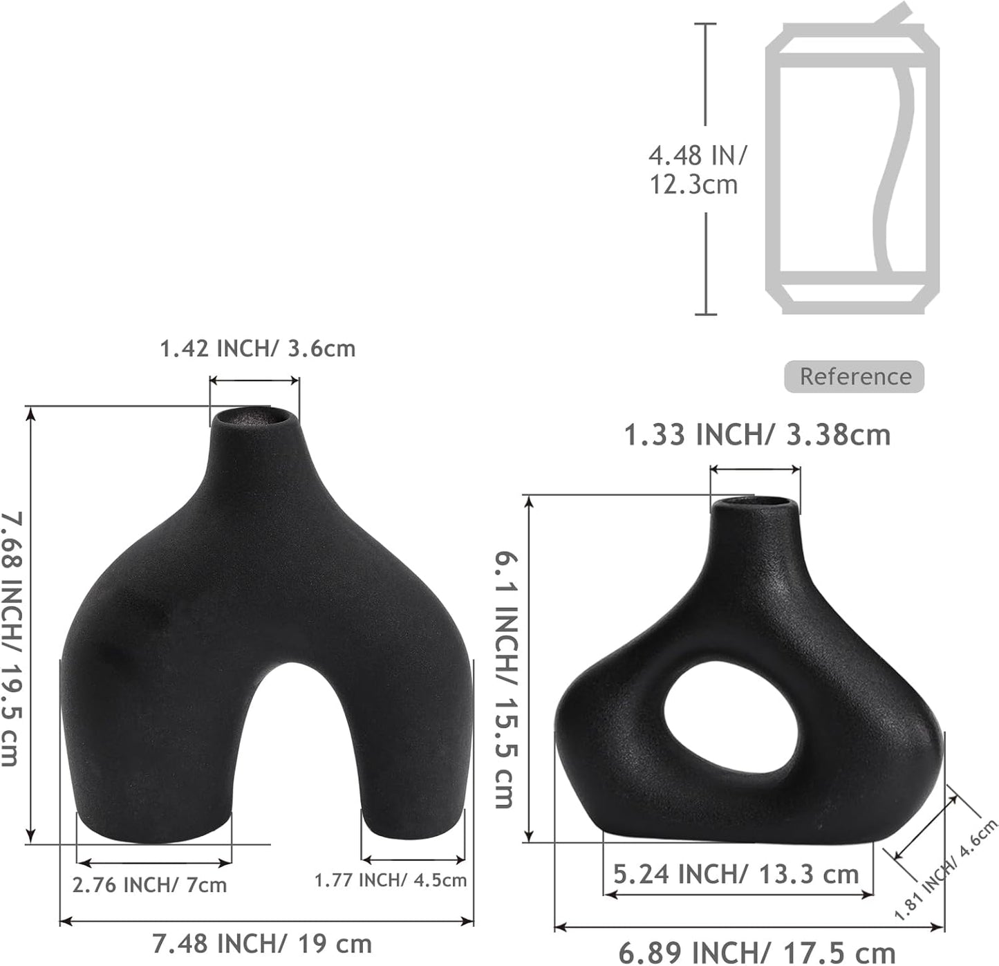 Modern Ceramic Vase / Black / Set of 2