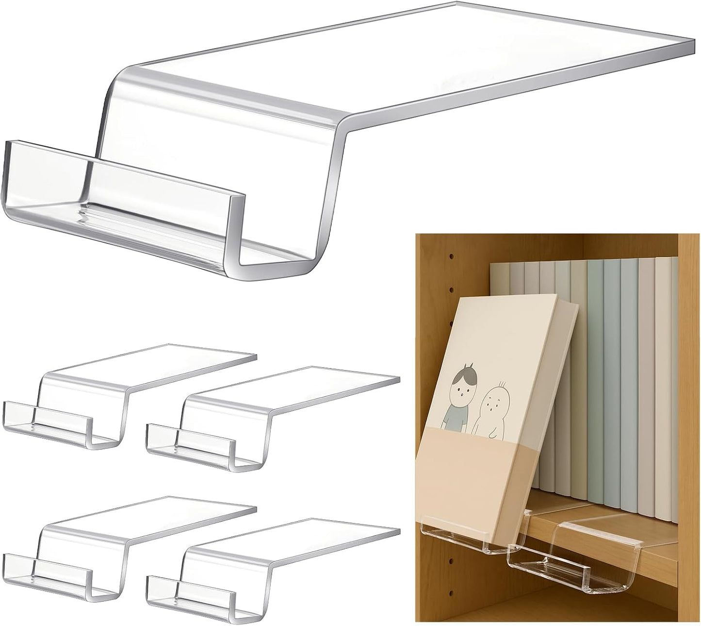 Acrylic Book Stand for Display Bookcase Bookshelf Display Holder Easel Collector / Clear / Set of 4