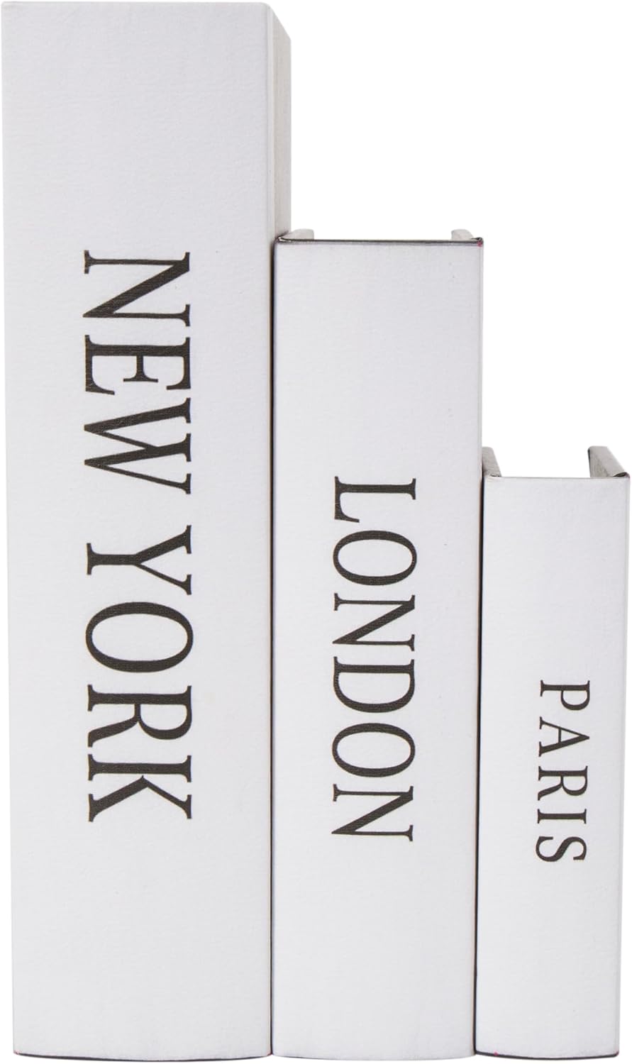 New York Storage Faux Storage Book Box / Black / 3", 2", 2 / 2 Inch / Set of 3