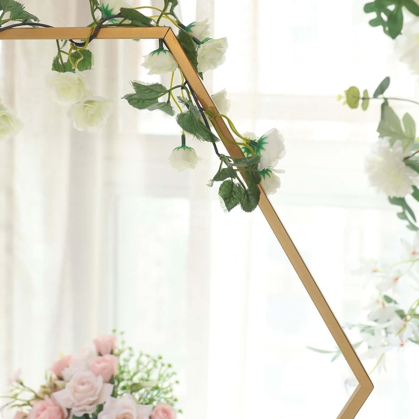 Efavormart 24" Metal Hexagon Table Wedding Arch Centerpiece Stand / Gold