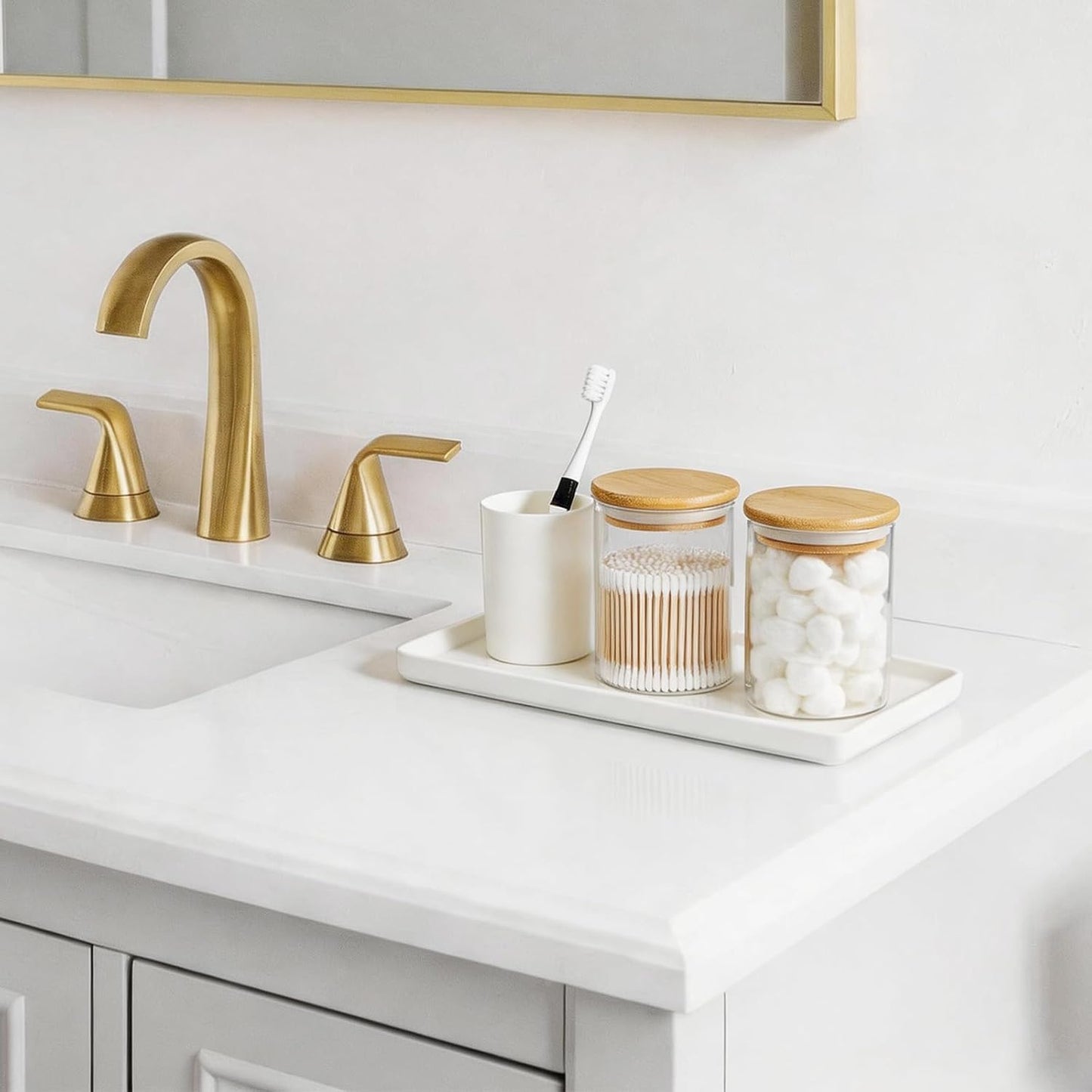 Ceramic Bathroom Vanity Tray for Counter / 11.7 x 6 x 1.2 / White