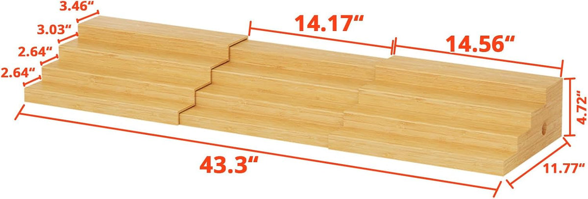 4-Tier Extra-Long Expandable Can Rack, Adjustable Bamboo Organizer for Pantry, Can Storage Holder for Pantry Shelf &