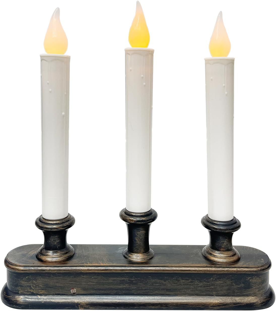 GOOTHY Battery-Operated LED Window Candles with Sensor Dusk to Dawn, 3 Lights Christmas Window Candles with Flickering Flameless LED Lights, 9'' Flameless Taper Candle for Table Home Christmas Decor