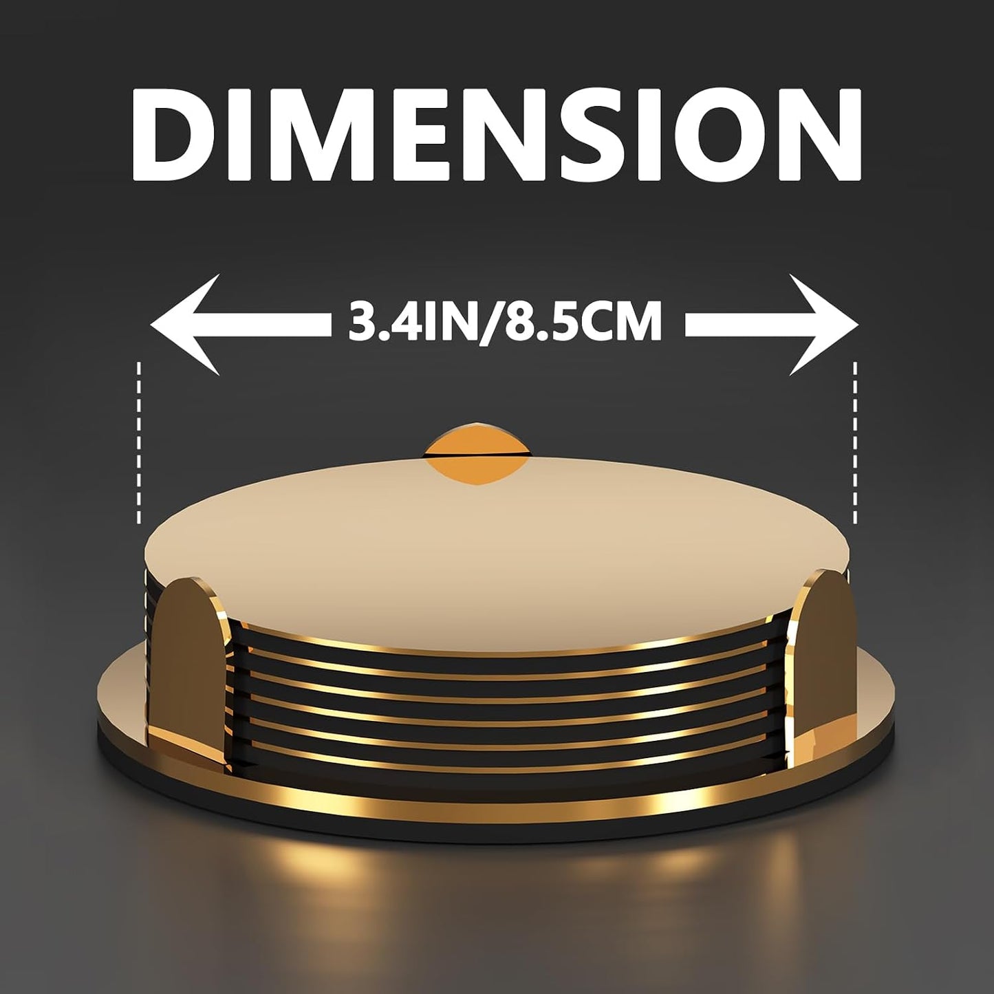 Holder / Modern Mirror Drink Coaster / Gold / Set of 6