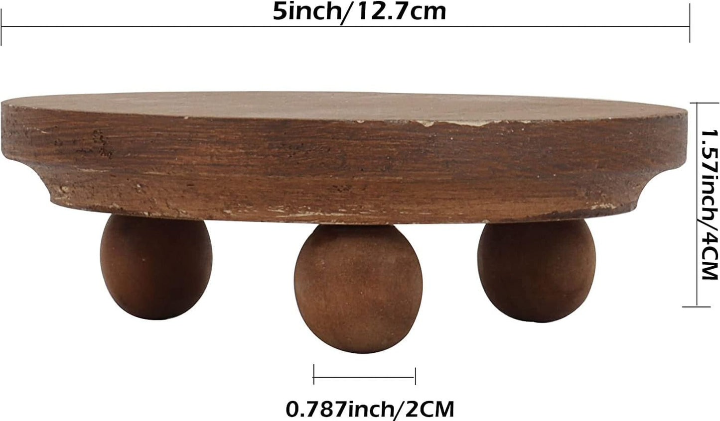 Small "Round Rustic Pedestal Display Stand / 5" Wood-round / 5 Inch / Set of 2