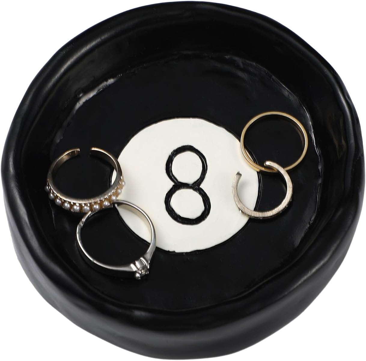 Ball 8 Jewelry Tray Trinket Dish 8 Ball Jewelry Tray Dish Desk Decor Resin Earrings / Black