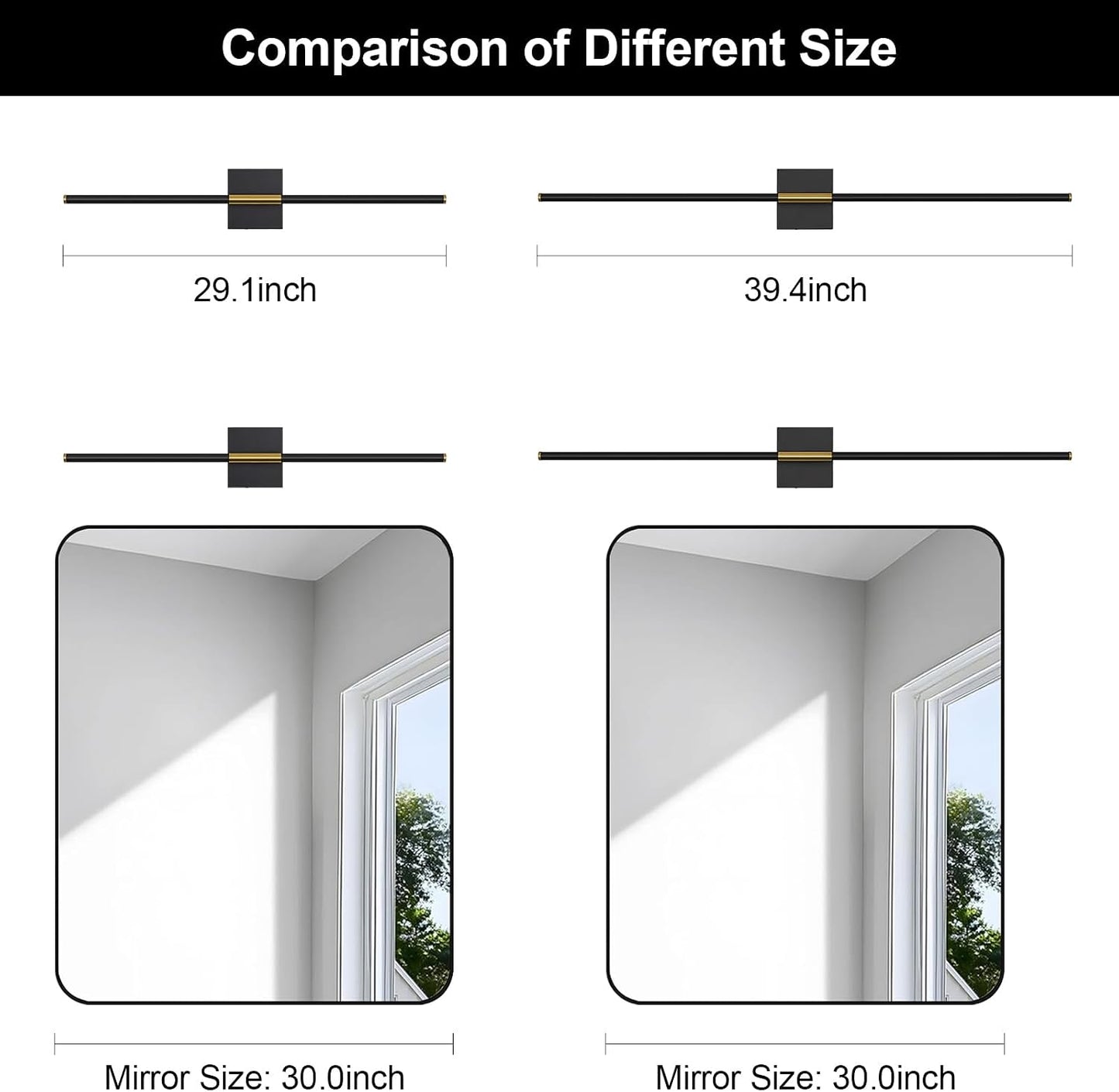 Battery Operated Wall Sconce Set of Two with Remote Control, 3000K-6000K Dimmable Black Gold Wall Lights, Timable LED