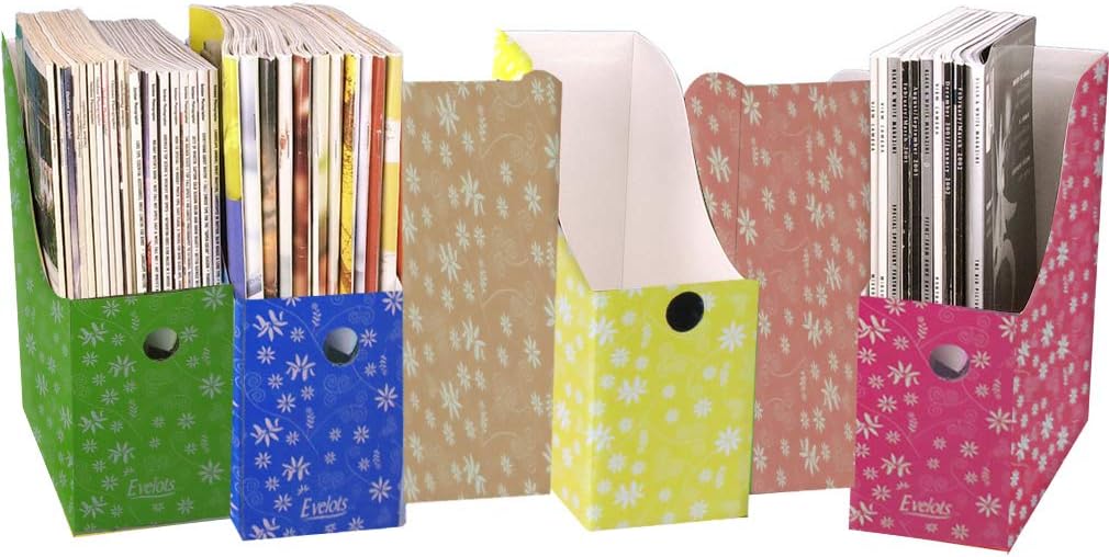 Evelots Magazine File Holder - Set of 24 Floral - Office Desk Organizer - Sturdy Cardboard - New Upgraded Double Front