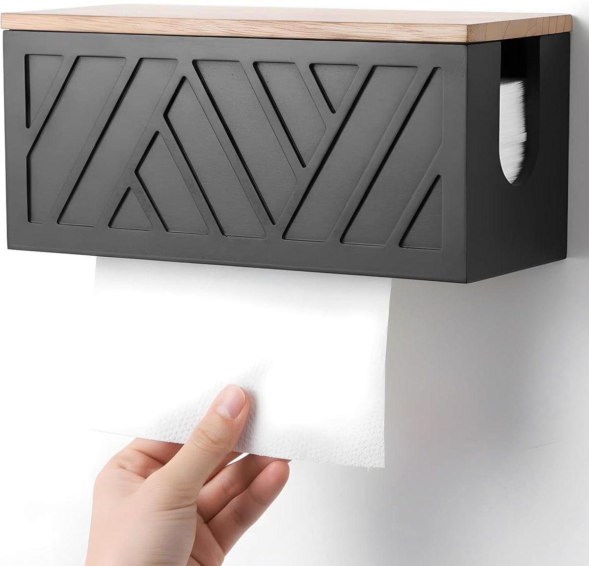 Paper Towel Dispenser Wall Mount Paper Towel Holder with Lid Solid Wood Commercial C-Fold, Z-Fold Hand Papers Towels